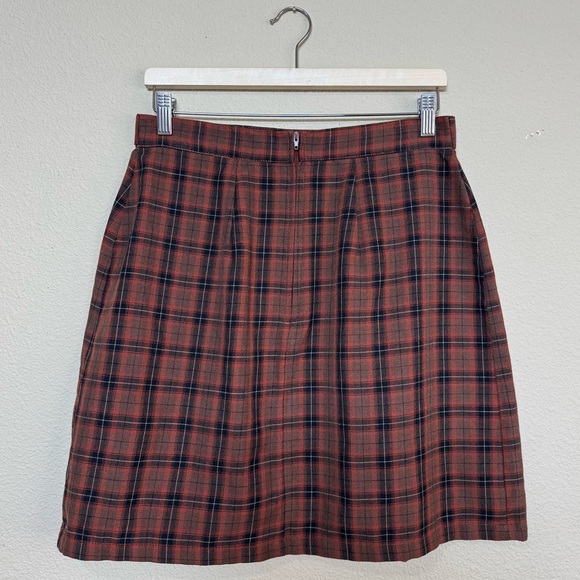 White Stag skirt women 12 vintage pleated plaid flannel mini brown - Picture 2 of 8